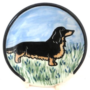 Dachsund Long Hair Blk & Tan -Deluxe Spoon Rest